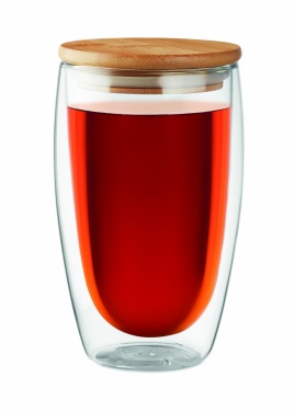 Logotrade liikelahja tuotekuva: Bambu borosilikaattilasi 450 ml Frankfurt